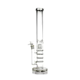 18 tum hög rak rörvattenrör duschhuvud perc trippel honungskaka perc glas vatten bongs percolator glas bong rökrör återvinnsolje riggar