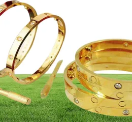 Cucciolo di cuffia a mano 316L Acciaio inossidabile inossidabile 18K Bracciale per vetrine a vite a vite placcata in oro per uomini e donne Amanniversario GIF8027992 GIF8027992