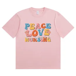 Summer Peace Love Nursing Full Letters Fashion Sports Womens Tshirt harajuku Abbigliamento grafico Ship 240416