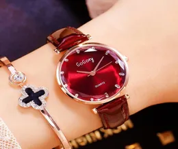 Gogoey Sıradan Kadınlar İzler Kadın Deri Strap Kuvars Kuvars Bayanlar Dames Horloges Montre Femme Bilek Swatches8433483