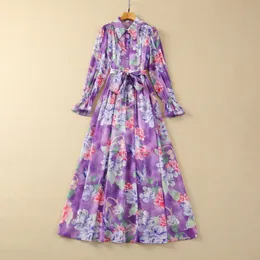 Vestido de lapidação longa de lapido de manga longa de mola de púrpura