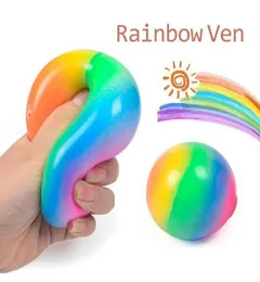 Rainbow Toy Squeeze Squeeze Rubber Stress Ball Ansiedade Alívio do estresse Autismo geléia mole arco -íris bola de ventilação Squetyzy for Kid Adult Gift 50/DHL4018470