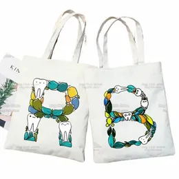 Tand 26 bokstav alfabetet canvas shop väska bolsa compra sac återanvändbar bolsas ekologicas sac tissu 59z5#