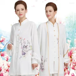 Etnik kıyafetler geleneksel Çin tai chi üniforma seti uzun kollu unisex wushu gevşek rahat taichi egzersiz kıyafetleri