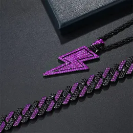 4 mm Purple Catena cubana a forma di acqua a goccia con lampadina ghiacciata I pendenti colorati di rapper bling per uomini donne gioielli 240410