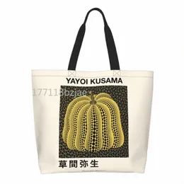 재사용 가능한 Yayoi Kusama Pumkin Forever Shop Bag Beg Baging whashly shoulder bachs tote bag 내구성 추상 아트 식료품 가방 가방 G0ZF#