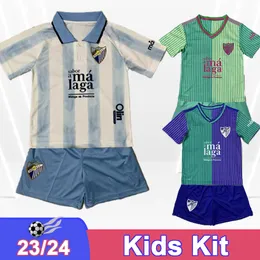 23 24 Malaga Ramon Kids Kit Futbol Formaları Juande Luis Febas Munoz Fran Sol Chavarria Ev Away Away 3. Çocuk Futbol Gömlekleri Kısa Kol Üniformaları