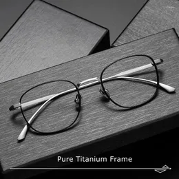 Solglasögon ramar japansk stil kunskap elit unisex liten skala fyrkantig ram ultraljus ren titanglasögon masunaga design dailys
