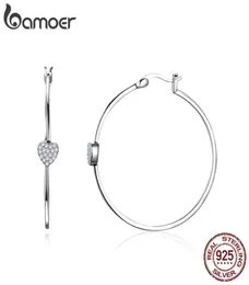 925 Sterling Silver Big Circle Love Heart Shape clear clear cz drop earrings for wedding Jewelry sce518 210624586283
