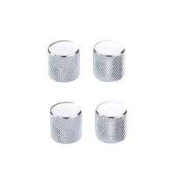 케이블 Musiclily Metric Metric Metric Flat Top Knurled Control Knobs 또는 Bass, Chrome (4 조각)