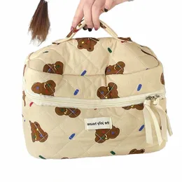 Ny Carto Bear Tote Cosmetic Bag Women Quiltning Cott Mini Make Up Orgainzer Storage Pouch Portable Travel W Bags E6vu#