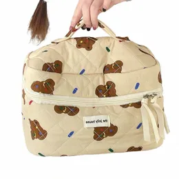 New Carto Bear Tote Bolsa Cosmética Mulheres Quilting Cott Mini Make Up OrgAinzer Storage Bolsa portátil Viagem W Bags E6VU#