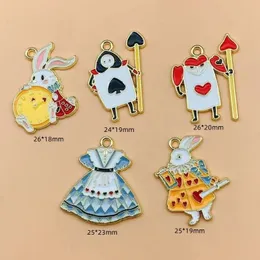 10pcs Alloy Charm Cartoon Anime Poker Rabbit Charms Cute Earring DIY Keychain Bracelet Pendant Jewelry Accessories for Making 240408