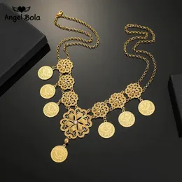 Arab Coin Big Necklace for Women Muslim Islam Middle East Wealth Symbol Wedding Long Necklaces Africa Turkish Persia Jewelry 240410