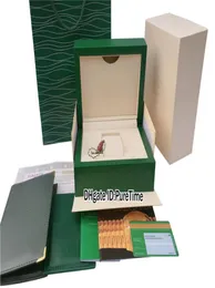 New Classic Green Wooden Original Watch Box Certificate Card Wallet Green Leather Gift Paper Bag Daydate Sub 116618 Rollie Puretim7399119