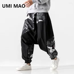 Men's Pants UMI MAO Chinese Style Loose Autumn And Winter Drop Crotch Patchwork Pant Trendy Casual Trousers