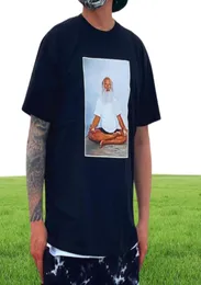 22SS Box Letter Rick Rubin Tee meditação impressa verão simples cor sólida cor curta manga moda casual masculino masculino para mulheres Coupl1390672