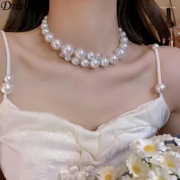 Charcker draweye colar de pérolas irregulares para mulheres vintage jóias coreanas de festa de moda elegante colarinho geométrico elegante para mujer