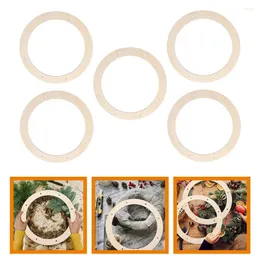 Decorative Flowers 5 Pcs Rings Wood Crafts Round Wreath Making Frames Simple Wooden Flower Garland