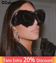 Óculos de sol 54148 Trendy Cat Eye Women Punk Sof Fur Velvet Sol Glasses Ladies UV400 Shades Handmade Eyewear Gafas de Sol1707914