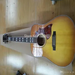 Sklep niestandardowy 41 -calowy nucing tytoniowy Sunburst Acoustic Electric Guitar Podziel równoległobokowa podstrunnica wkładka Red Turtle Pickguard1978695