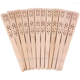 Decorative Figurines Chinese Sandalwood Scented Wooden Openwork Personal Hand Held Folding Fans For Wedding Decoration Birthdays(12 Pack)