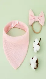 2 PCS Baby Girls مرنة القوس العادل المناشف منشفة مجموعة الأميرة Bowknot Band Bibs تغذية القماش تجشؤ Kit6806285