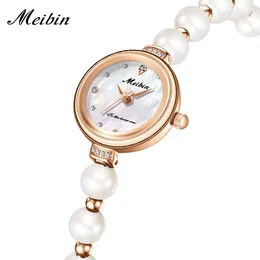 Womens light luxury everything temperament stacked style quartz watch pearl natural stone bracelet watch