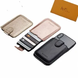 PU Leather Wallet Card Bag sthesive case sticker for cell phe d9fs#