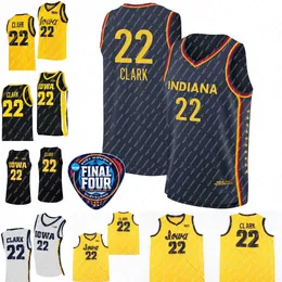 NCAA 2024 Final Four Caitlin Clark Indiana Jersey Iowa Hawkeyes Basketball Jerseys Yellow Black White Men Women Youth Ed