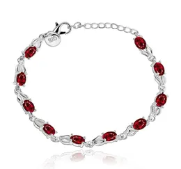 925 Стерлинговое серебро элегантное очарование Beauul Crystal Stone Red Jewelry Fashion для женщин свадебные браслеты за фабрик цена8646806