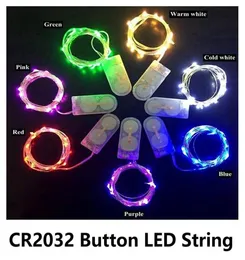 Luzes de cordas de fio de cobre LED CR2032 BOTÃO BATELAGEM BATERAGEM RECE LUZ 2M 20LED FAIS LIGH