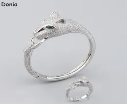 Donia Jewelry Luxury Bangle 유럽 및 미국 패션 클래식 레오파드 구리 마이크로 인슬라이트 지르콘 팔찌 링 세트 숙녀 Desi1922358