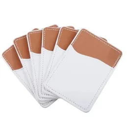 wholesale Sublimation Blanks Blank Phone Card Holder Pu Leather Mobile Wallet Adhesive Cell Phones Credit Cards Sleeves