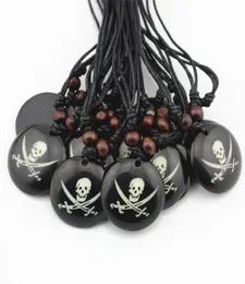 Fashion Whole lot 12pcsLOT Cool Boy Men039s Handmade Round Dog Pirate Skull Charm Pendants Necklace Halloween Gift MN32903345