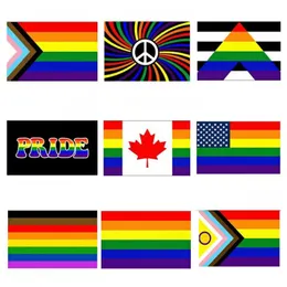 90x150cm 3x5 fts bandeira bandeira lgbt orgulho gay Progresso Bandeira do arco -íris pronta para enviar estoque de fábrica direta Stitched 0513