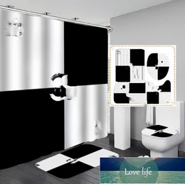 High-end Factory Direct Shower Curtain Waterproof and Mildew-Proof 3d Digital Printing Polyester Shower Curtain Non-Slip Toilet Three-Piece Set