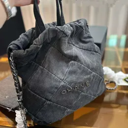 Evening Bags Washed High Edition Denim 22bag Backpack Garbage Bag with Diamond Chain Handheld Large Capacity Commuter Women's