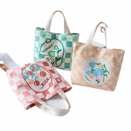 Cat Carto Canvas Handbag Travel Shop Bags Dog大容量FRショルダーバッグチューリップオールマッチガールズJ3EQ＃