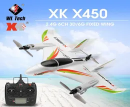WLTOYS XK X450 RC 비행기 RC 드론 24G LED 조명 고정 날개 RTF RC 항공기와 함께하는 6CH 3D 6G 브러시리스 수직 ​​테이크 오프 Y2004281815723