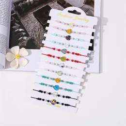 Braccialetti di collegamento a 12 pezzi per tallone in cristallo stampato in vetro alla moda adatto per il set di braccialetti di temperamento di coppia