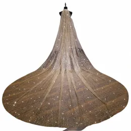 2022 Новые роскошные свадебные вуали для невест Bling Gold 3 -метровые блески Crystal Big Bridal Veils Свадебные акции M31B#