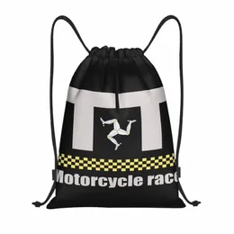 Custom Isle of Man Flaggsträngväska Män kvinnor Lätt motorcykel TT RACE Sport Gym Lagring Ryggsäck 55ZD#