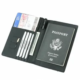 Углеволобное волокно микроволокно RFID Passport Cover Кожаная эластичная лента Travel Document Document ID Bag Держатель U8EV#