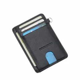 Bison Denim Cow Leder fi Slim Minimalist Männer Brieftasche Kreditkartenhalter RFID Blockierende Ledertasche 11.3*8.2*1 cm W9670-1bs j9pw#