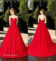 Cheap Sexy Sweetheart Long Red Prom Dress Arabic Style Spaghetti Straps Dubai Aline Backless Evening Party Gown Custom Made Plus 8647867