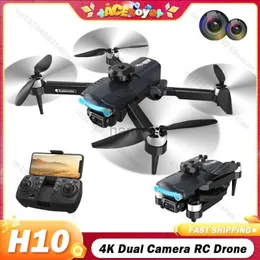 Drohnen H10 RC Drohne 4K Dual Camera WiFi FPV Professionelles optischer Flussfaltungsfalt Quadcopter Luftfotografie Drohne Hubschrauber Geschenk 240416