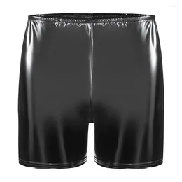 Underpants Sexy Men's PVC Leather Boxershorts Men Underwear Tight Convex Pouch Boxers Male Erotic Pole Dance Costumes S-5XL