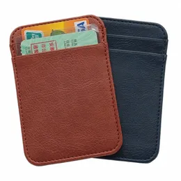 Mini PU Leather Id Busin Card Holder Women Men Multi Slot Slim Solid Color License License Case Care Crecard Card Bag 034C#