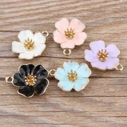 Pendant Necklaces 50PCS 18 21MM Enamel Flower Pendants DIY Bracelet Necklace Phone Chain Keyring Drop Oil Floral Ornament Accessory Charms